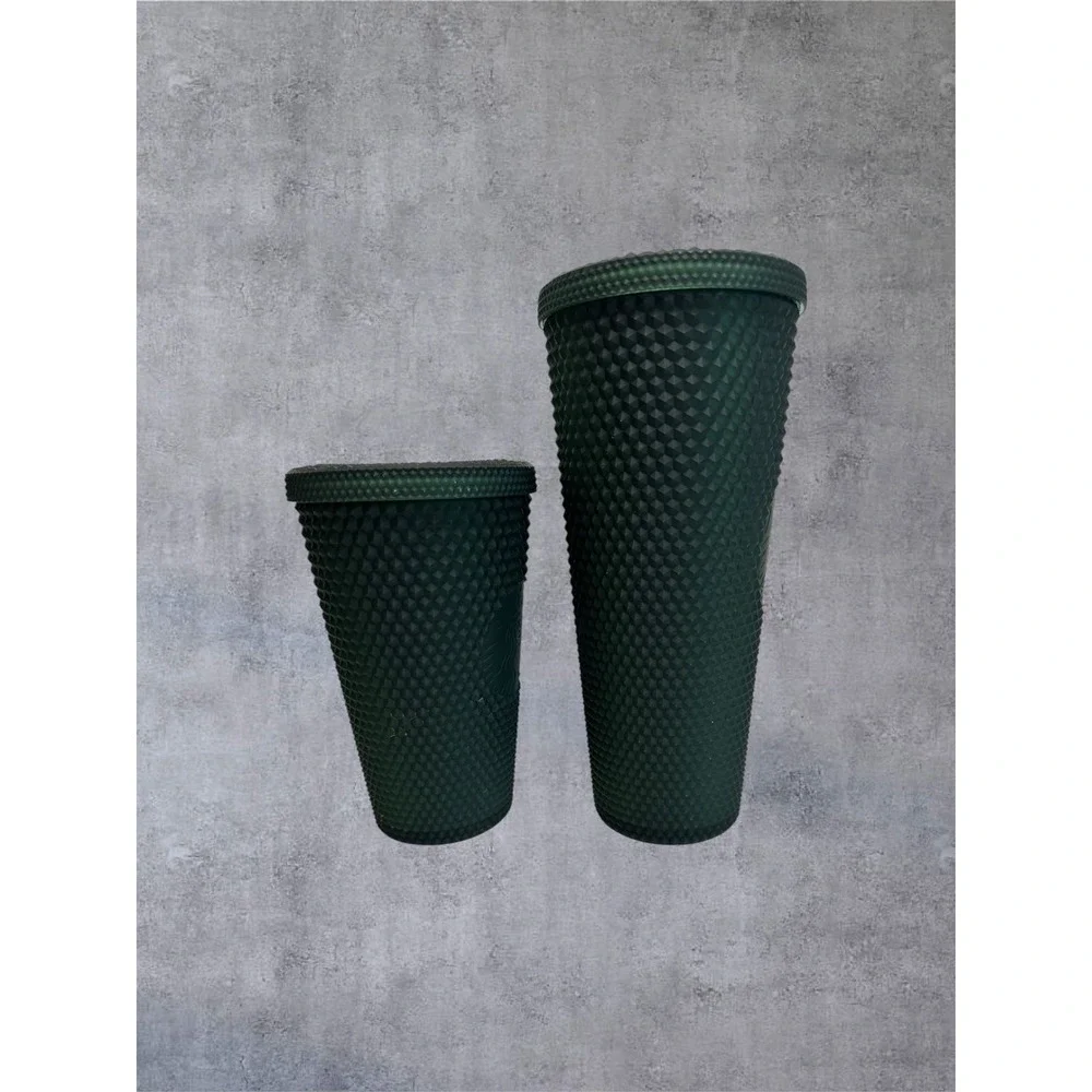 Starbucks Studded Tumbler Set 2 Venti Grande Texture Dark Green Matte Cold Cup